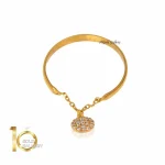 انگشتر طلا با آویز دایره نگیندار کد CR362 - تصویر 3