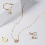 انگشتر طلا با آویز دایره نگیندار کد CR362 - تصویر 2