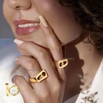 انگشتر طلا طرح ه نیمانی CR518 - تصویر 2