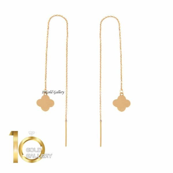 گوشواره بخیه ای طلا طرح گل چهار پر ونکلیف کد LE607