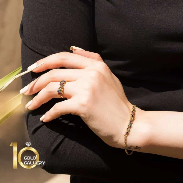 دستبند-طلا-طرح-مولتی-کالر