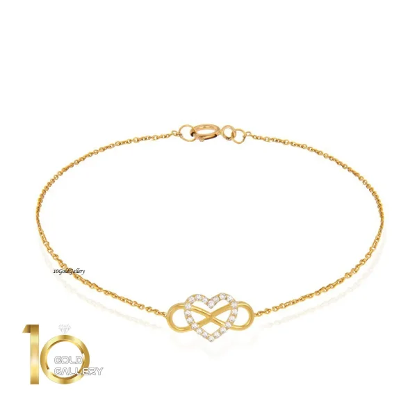 دستبند-طلا-طرح-بینهایت-و-قلب