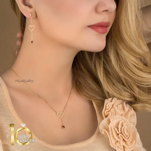 نیم-ست-طلا-طرح-قلب-و-نگین