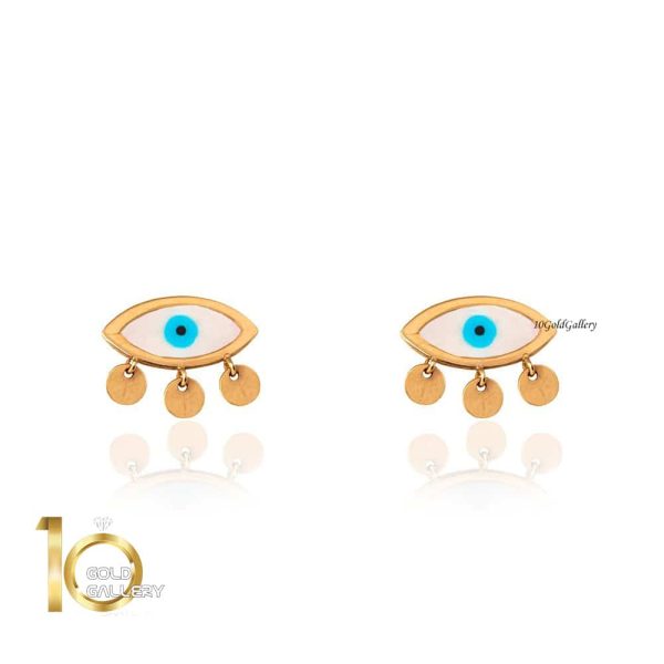 گوشواره طلا طرح چشم نظر با پولکی کد CE369