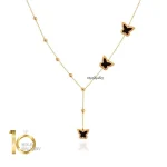 گردنبند-طلا-طرح-پروانه-مشکی-میناکاری