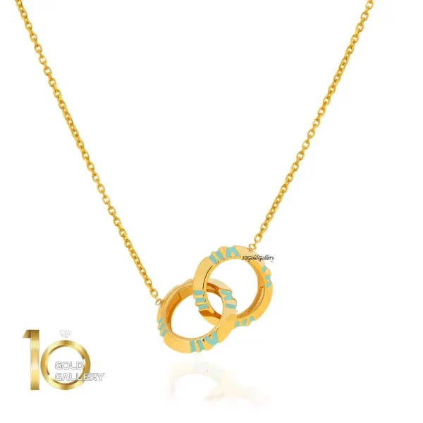 گردنبند-طلا-طرح-تیفانی-رنگی-دو-قلو