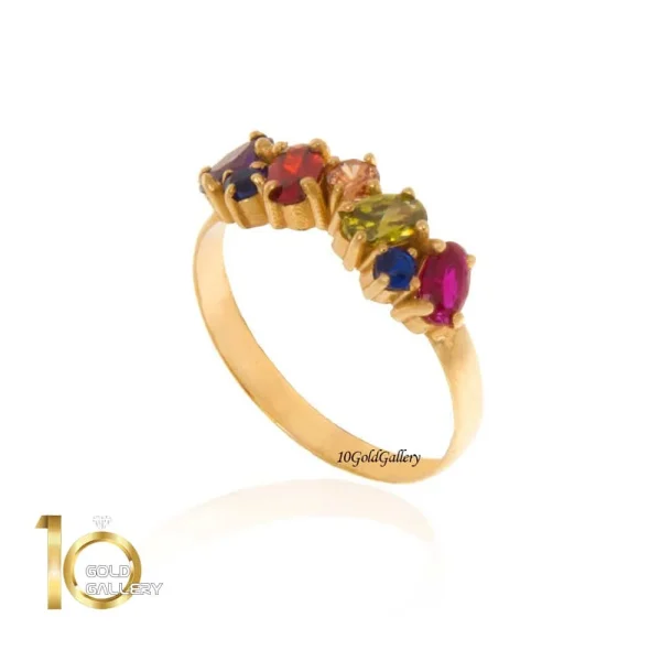انگشتر-طلا-طرح-مولتی-کالر