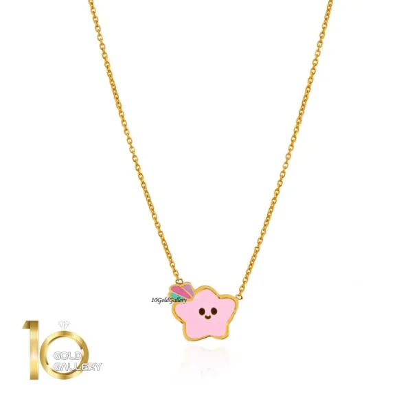 گردنبند-طلای-کودک-طرح-ستاره-صورتی