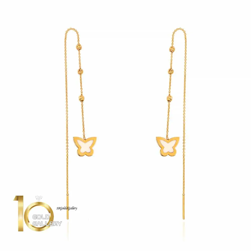 LE686-گوشواره-طلا-طرح-پروانه-بخیه-ای گوشواره-طلا-طرح-پروانه-بخیه-ای