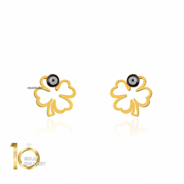 -گوشواره-طلا-طرح-شبدر-با-چسم-نظر