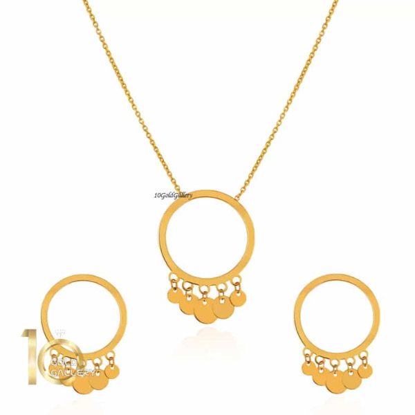 نیم ست طلا طرح دایره و پولکی کد LS613