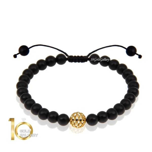 دستبند-سنگ-مردانه-با-پلاک-طلا