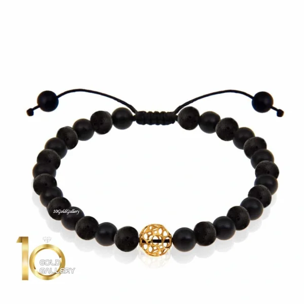 دستبن-سنگ-مردانه-با-پلاک-طلا