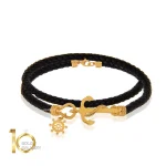 دستبند-چرم-مردانه-طرح-لنگر-یک-حلقه