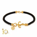 دستبند-چرم-مردانه-طلا-طرح-لنگر