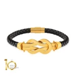 دستبند-چرم-طلا-مردانه-طرح-مردانه-فرد