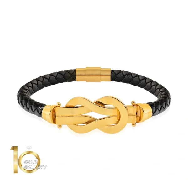 دستبند-چرم-طلا-مردانه-طرح-مردانه-فرد