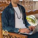 گردنبند-طلا-مردانه-طرح-سنگ-و-زنجیر-کارتیه-مدل