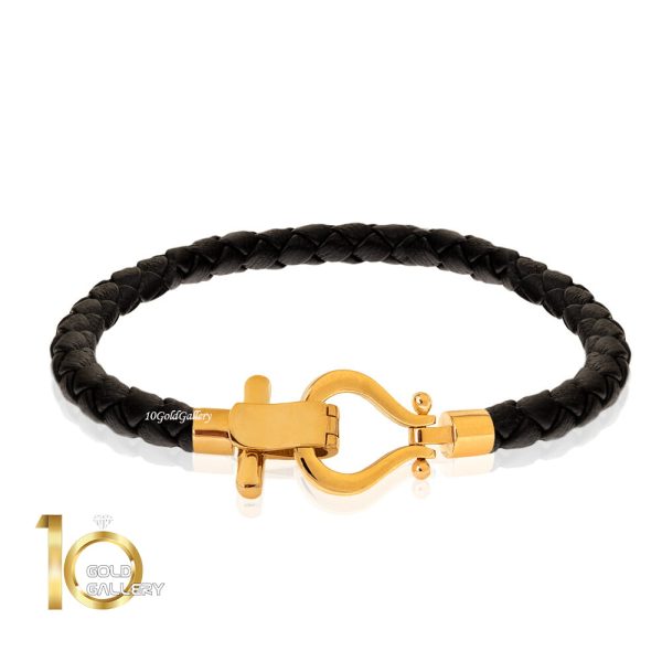 XB815 دستبند طلا طرح زنانه چرم با پلاک طلا
