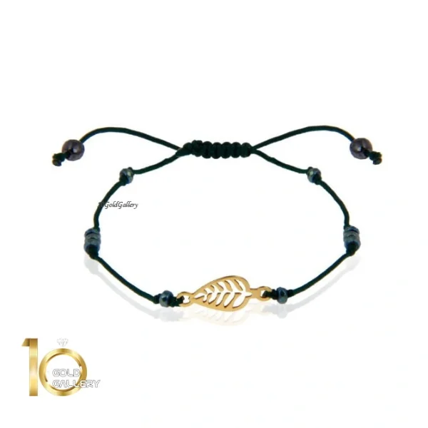 دستبند-با-بافت-و-اویز-برگ