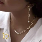 نیم-ست-طلا-طرح-زنجیر-کارتیه-با-مروارید