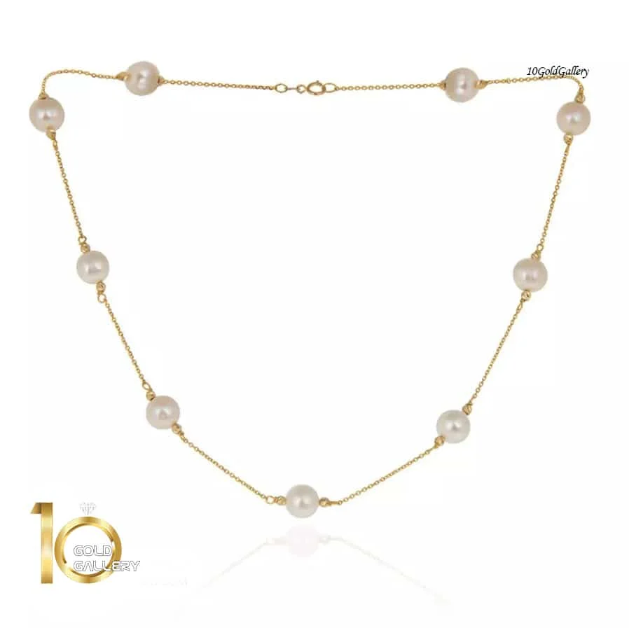 XN132-گردنبند-طلا-با-مروارید-و-گوی گردنبند-طلا-با-مروارید-و-گوی