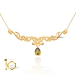 گردنبند-طلا-زنانه-طرح-اسلیمی-با-سنگ-سبز-پریدوت