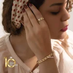 دستبند-النگویی-طلا-طرح-روبرتو-کوین-مدل-باریک-نگیندار