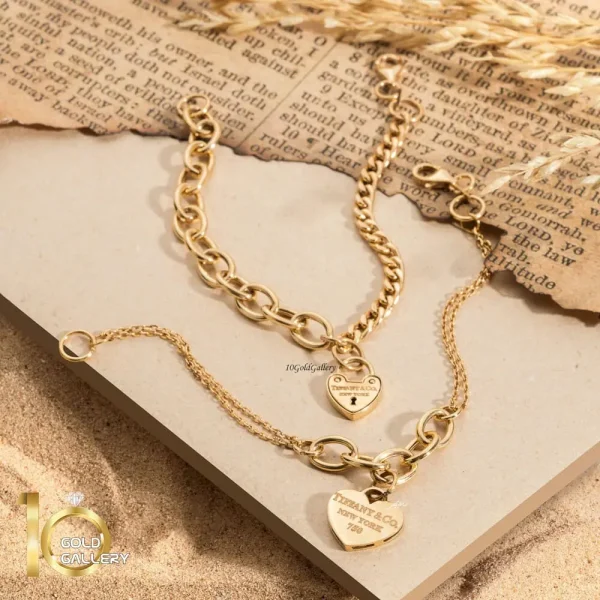 دستبند-طلا-با-آویز-قلب-تیفانی