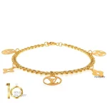 دستبند-طلا-با-زنجیر-کارتیر-و-پلا-های-طرح-لویی-ویتون