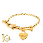 دستبند-طلا-طرح-زنجیر-تیفانی-با-آویز-قلب-تیفانی