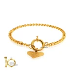 دستبند-طلا-طرح-زنجیر-کارتیر-با-آویز-قلب-چکشی