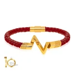 دستبند-چرم-زنانه-با-پلاک-طلا-طرح-LV