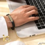 دستبند-چرم-مردانه-با-پلاک-طلا