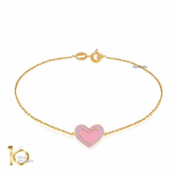 دستبند طلا کودک طرح قلب کد KB312