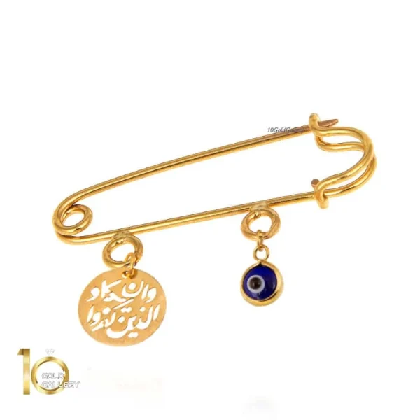 طلای-کودک-سنجاق-سینه-طرح-چشم-نظر-و-ون-یکاد