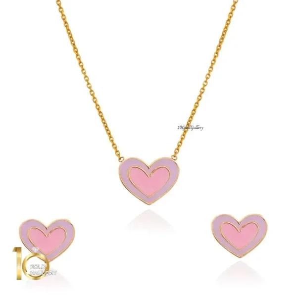 نیم-ست-طلای-کودک-طرح-قلب-صورتی-بنفش