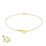 پابند طلا با پلاک طرح برگ