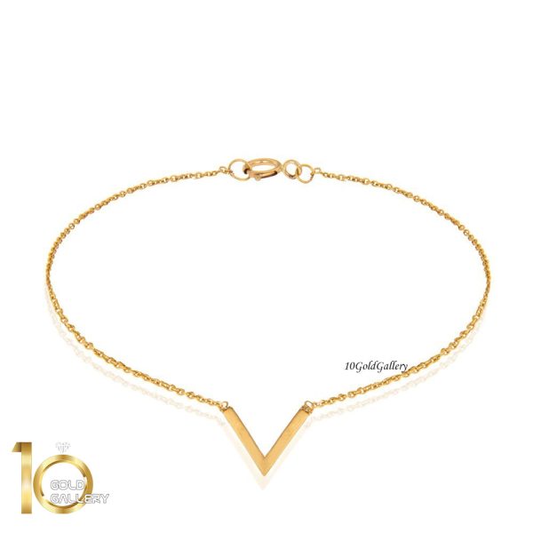 پابند طلا زنانه طرح V کد LA705