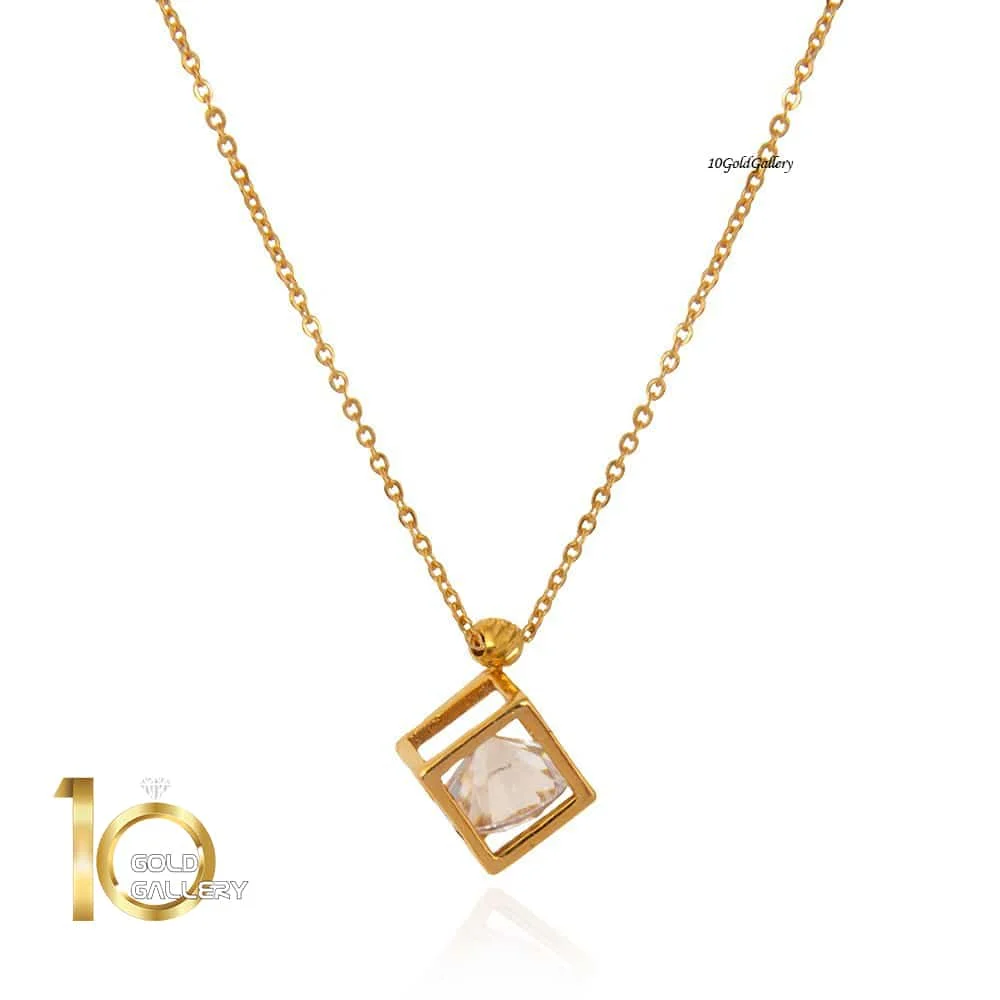 گردنبند-طلا-زنانه-طرح-مکعب-با-کریستال-کد-XN320 گردنبند-طلا-زنانه-طرح-مکعب-با-کریستال