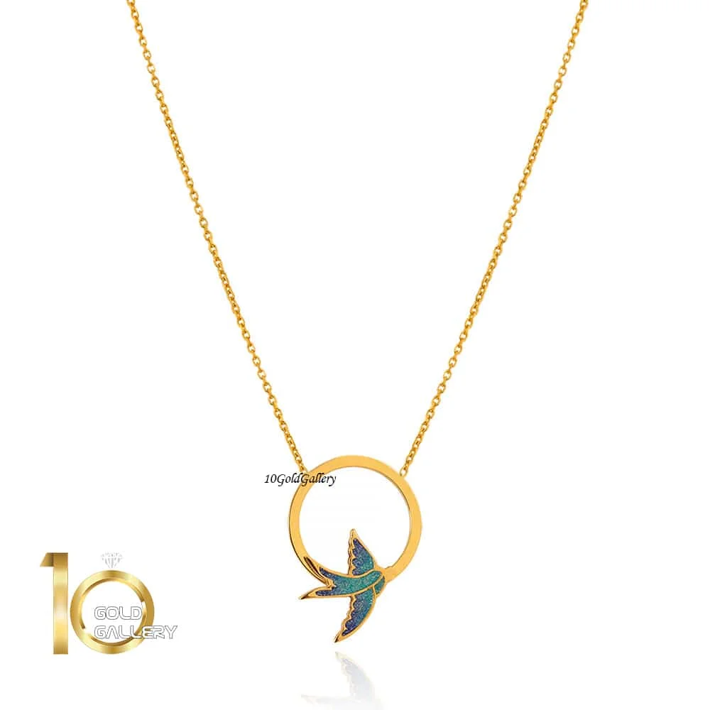 گردنبند-طلا-زنانه-طرح-پرستو-کد-LN849 گردنبند-طلا-زنانه-طرح-پرستو