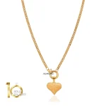 گردنبند طلا طرح زنجیر کارتیر با آویز قلب چکشی