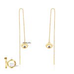 گوشواره بخیه ای طلا طرح چشم نظر کد LE688