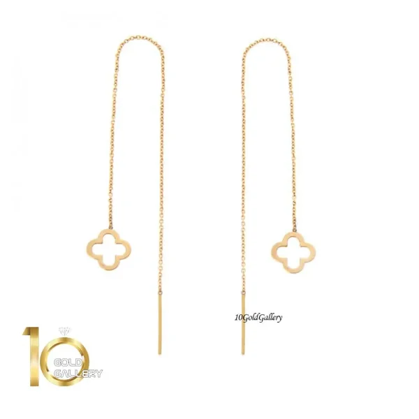 گوشواره-بخیه-ای-طلا-طرح-گل-چهار-پر-ونکلیف