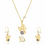 نیم ست طلا کودک طرح فرشته با چشم نظر