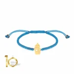 دستبند بافت کودک با پلاک طلا طرح شیشه شیر
