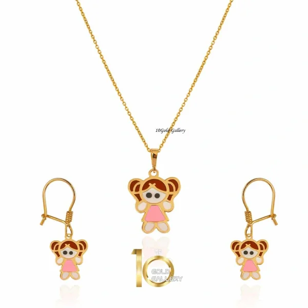 نیم ست طلا کودک طرح دختر