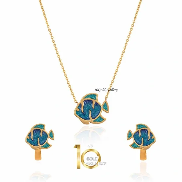 نیم ست طلا کودک طرح ماهی