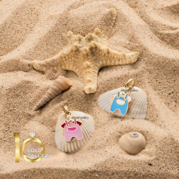 آویز طلا کودک طرح لباس نوزادی پسرانه کد KP644