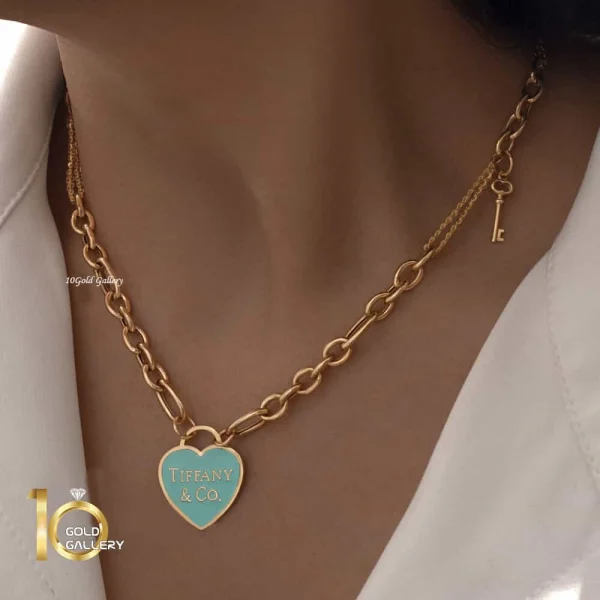 گردنبند طلا با پلاک طلا طرح قلب تیفانی